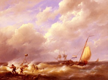  Willem Pintura - Willem A Sea Piece Hermanus Snr Koekkoek barco con paisaje marino